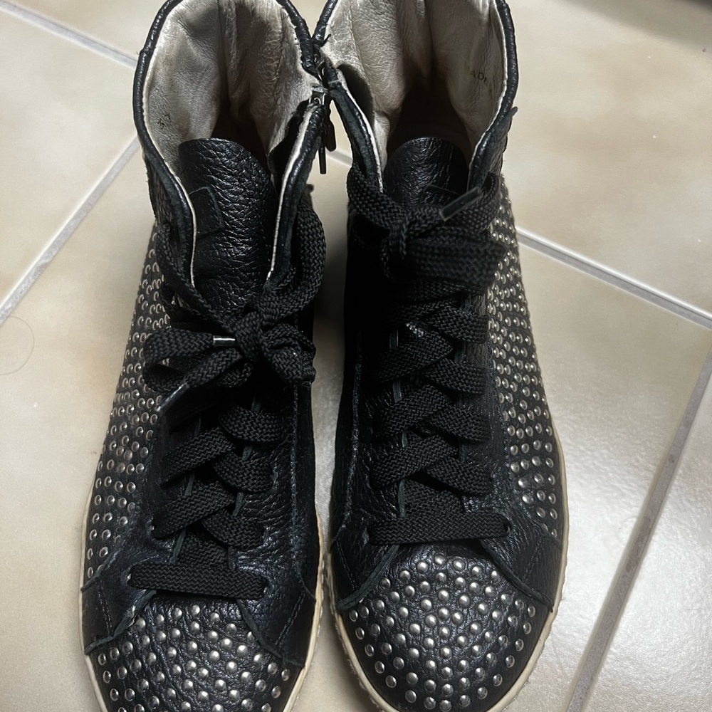 Black Studded High-Top Sneakers